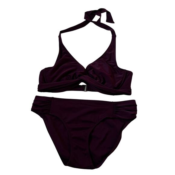 Athleta Plum Lightly Padded 2 Piece Swimsuit Women Size Medium Bra 38 B/C 54-26 - Picture 1 of 8